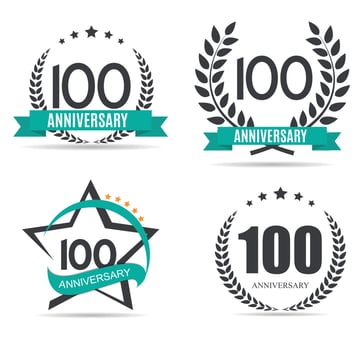 Template Logo 100 Years Anniversary Set Vector Illustration