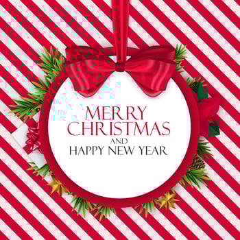 Holiday New Year and Merry Christmas Background. Vector Illustration
