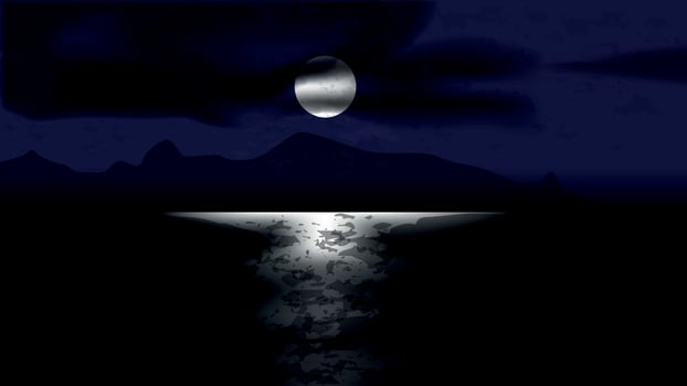 Sunny sunset over the sea. Vector Illustration.