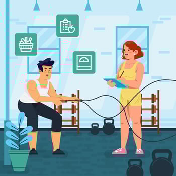 Man Exercise With His Personal Trainer Concept vector