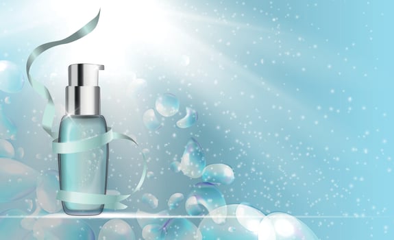 Skin Toner Bottle Tube Template for Ads or Magazine Background. 3D Realistic Vector Iillustration