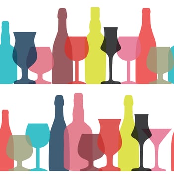 Vector Illustration of Silhouette Alcohol Bottle Seamless Pattern Background