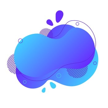 Abstract fluid design element. Minimalistic background for text. Wavy bubble banner, poster clipart with lines, dots. Gradient liquid blue flat shape. Geometric color illustration. Isolated vector