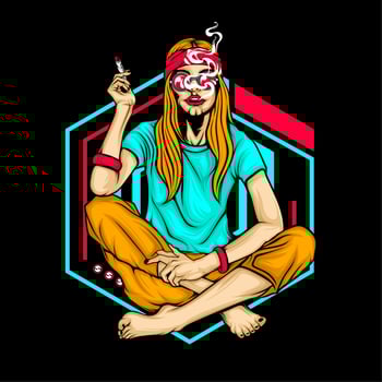 smoking hippe girl vector