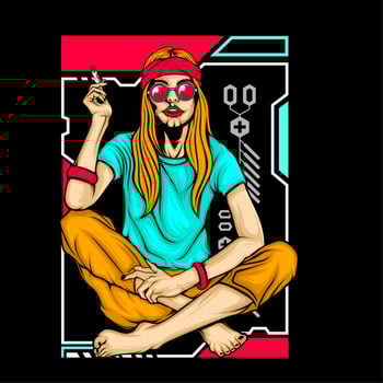 smoking hippe girl vector
