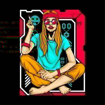 smoking hippe girl vector