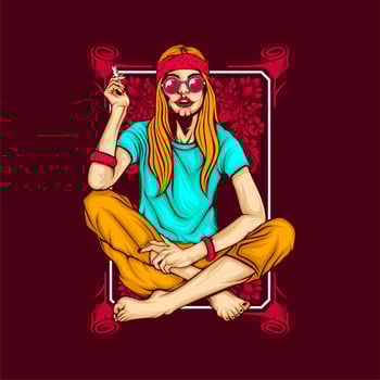 smoking hippe girl vector