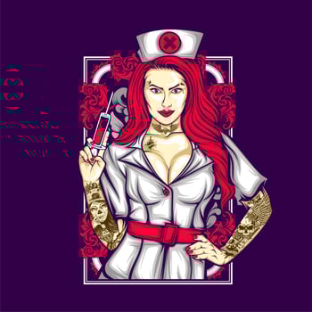 tattoo nurse holding syringe vector