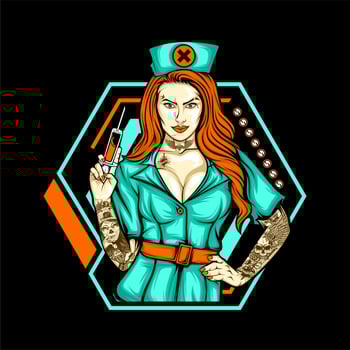 tattoo nurse holding syringe vector