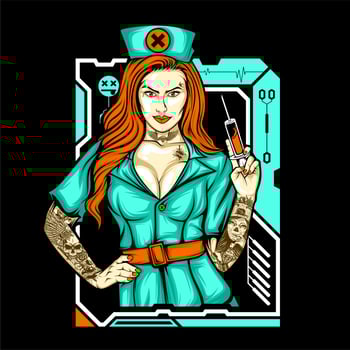 tattoo nurse holding syringe vector