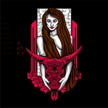female necromancer with skull vector