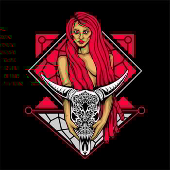 female necromancer with skull vector