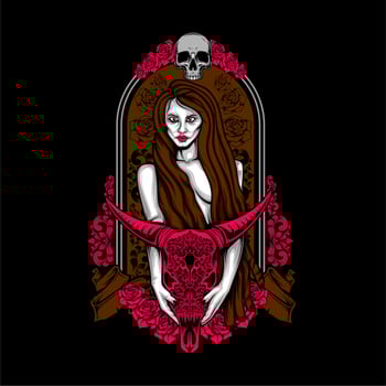 female necromancer with skull vector
