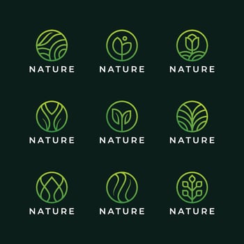 Nature Circle Line Logo Set vector