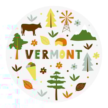 USA collection. Vector illustration of Vermont theme. State Symbols