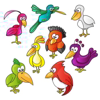Cartoon cute birds on white background vector