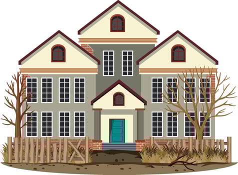 Abandoned house on white background vector