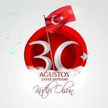 Turkey National Celebration Card, Badge, Banner or Poster Vector Design 30 agustos zafer bayrami kutlu olsun, English translate, Happy August 30, Victory Day