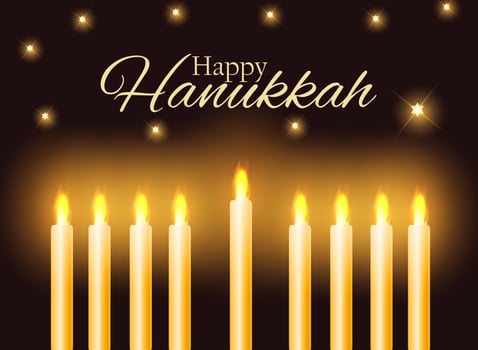 Happy Hanukkah, Jewish Holiday Background. Vector Illustration. Hanukkah is the name of the Jewish holiday