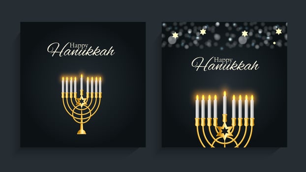 Happy Hanukkah, Jewish Holiday Background. Vector Illustration. Hanukkah is the name of the Jewish holiday