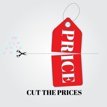 Cut prices Sale and discounts design. Vector Illustration