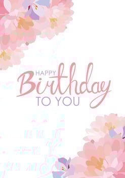Abstract Happy Birthday Background Card Template with Flowers Vector Illustration