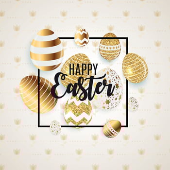 Happy Easter Cute Background with Eggs. Vector Illustration