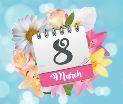 Poster International Happy Women's Day 8 March Floral Greeting card Vector Illustration