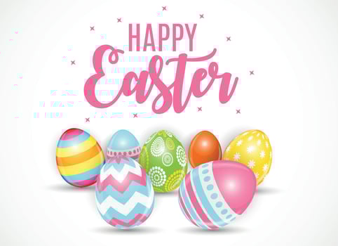 Happy Easter Cute Background with Eggs. Vector Illustration