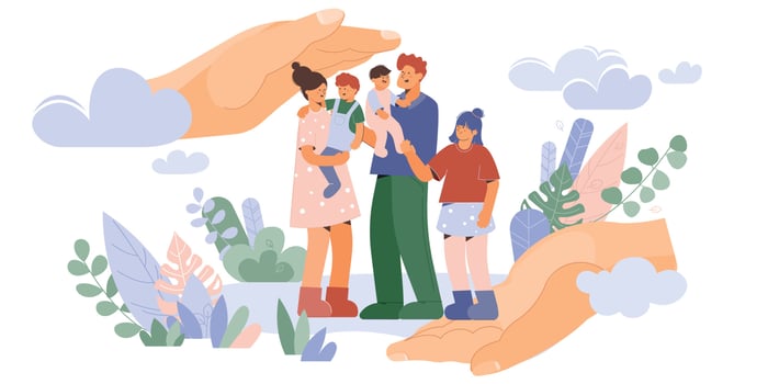 Family Hands Protection Composition vector