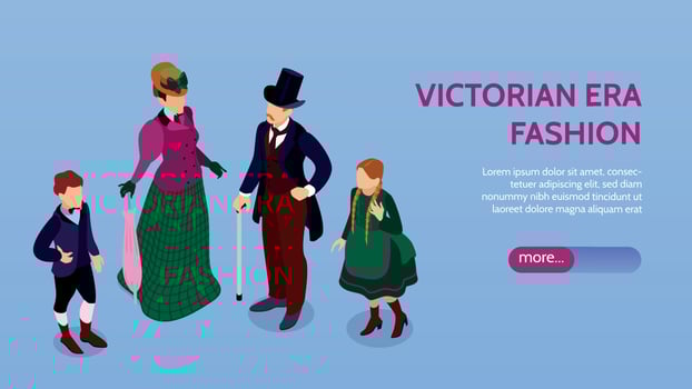 Victorian Fashion Horizontal Banner vector