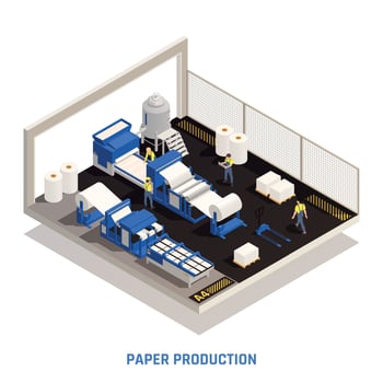 Paper Production Isometric Concept vector