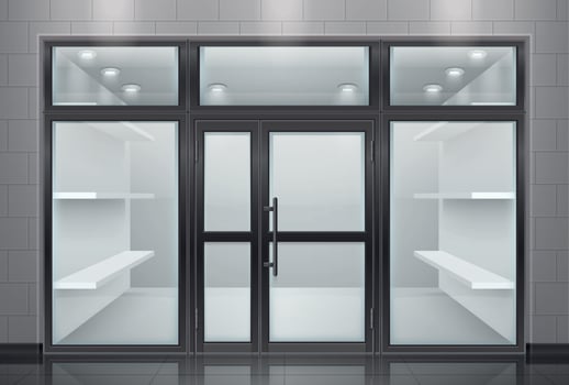 Store Glass Doors Composition vector