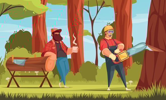 Lumberjack Cartoon Composition vector