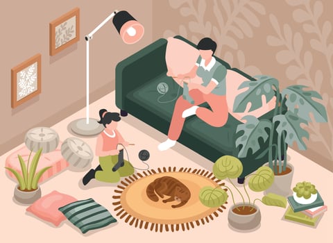 Motherhood Isometric Background vector