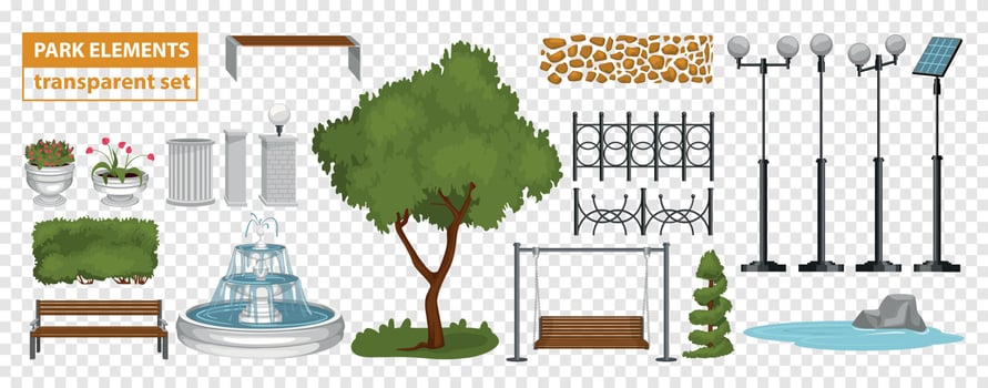 Park Elements Transparent Set vector