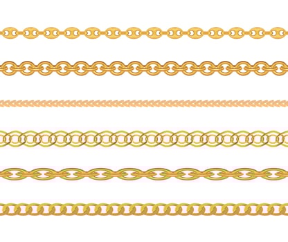 Gold Chain Jewelry Seamless Pattern Background. Vector Illustration
