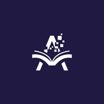 Combination logo of letter A initials and modern and cool book icon 1 vector