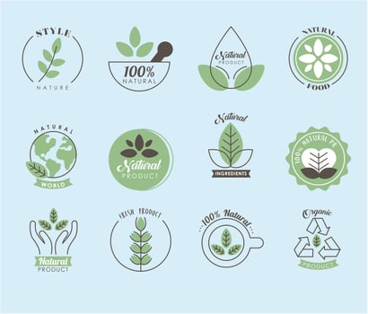 twelve natural labels vector