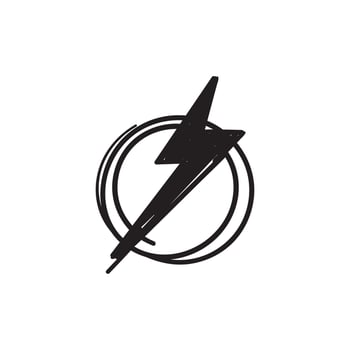 hand drawn doodle thunder bolt illustration vector isolated background