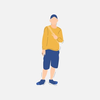 vector illustration of a man standing with a backpack. flat illustration. human flat illustration