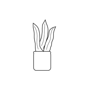 sketch of a plant in a flowerpot for coloring book vector