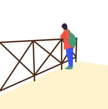 vector illustration of a man standing with a backpack. flat illustration. human flat illustration