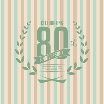 80th Years Anniversary Vector Invitation Card, Eighty Years Wedding Anniversary Celebration Brochure, Template of Invitational for Print
