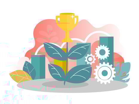 Vector illustration concept of business success, leadership, awards, career