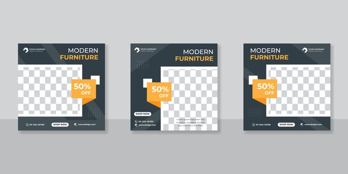 Modern Furniture social media post templates design vector