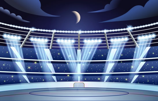 Hockey Stadium at Night With Magnificent Light vector
