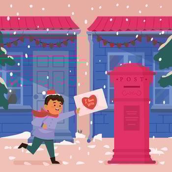 Boy Run Send Love Letter Concept vector