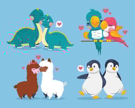 Valentine Animal Couple Collection vector