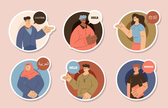 Language Diversity Sticker Collection vector
